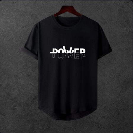  Unisex Oversize Modern Boy Pamuklu Etek Oval Siyah Baskili T-shirt